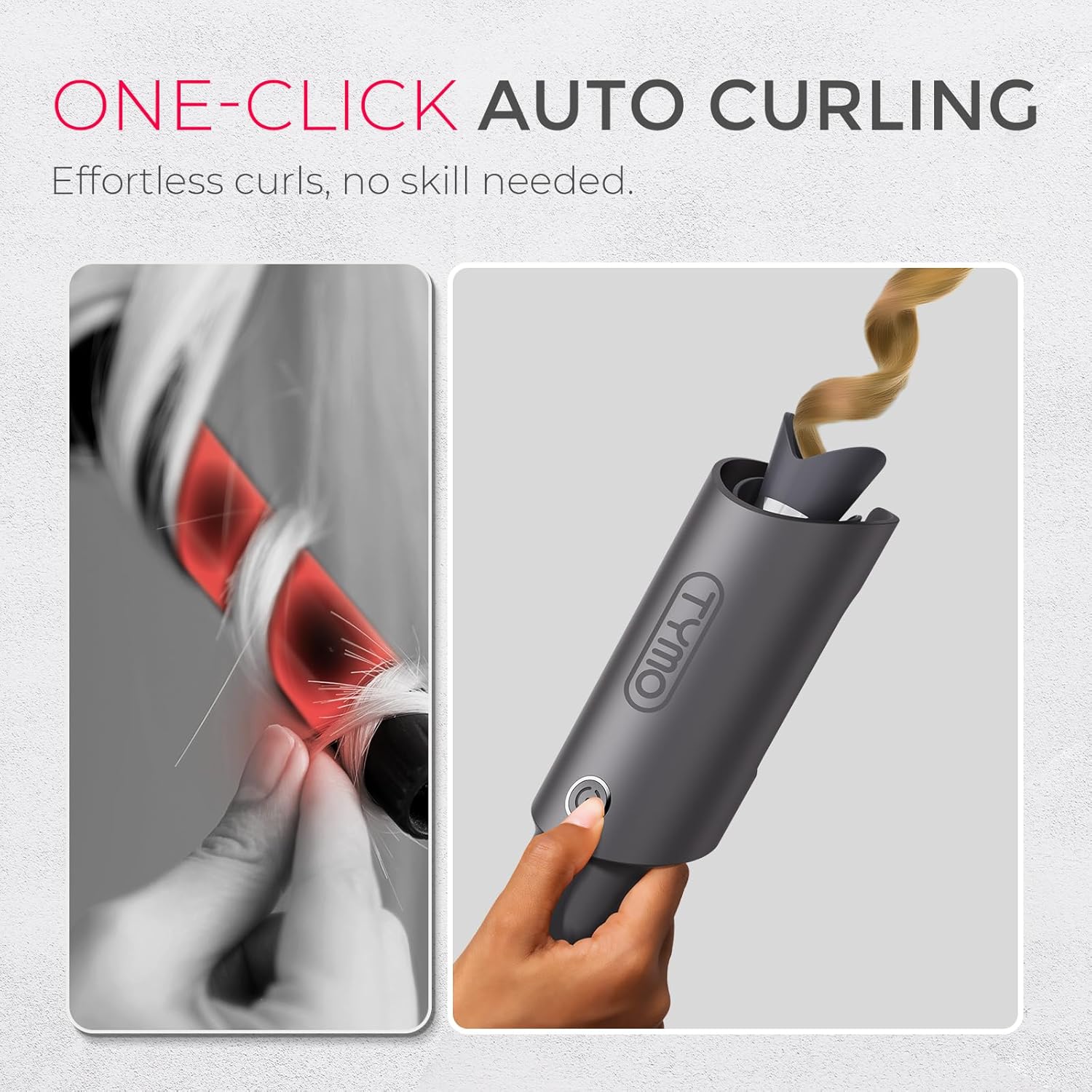 Automatic Rotating Curling Wand, 1 Inch Ceramic - Dual Voltage, Metallic Grey