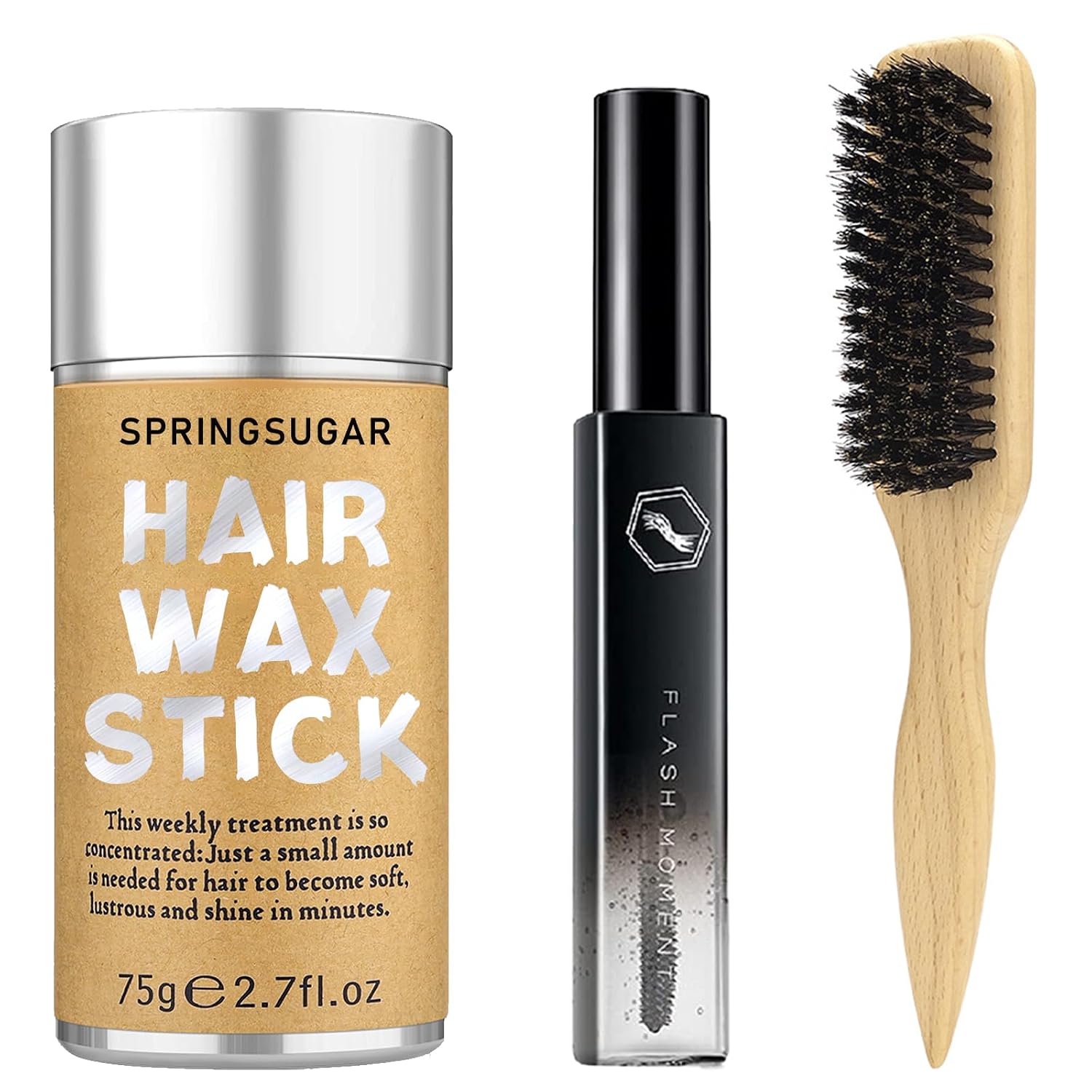 Hair Wax Stick Set with Slick-Back Brush and Finishing Stick