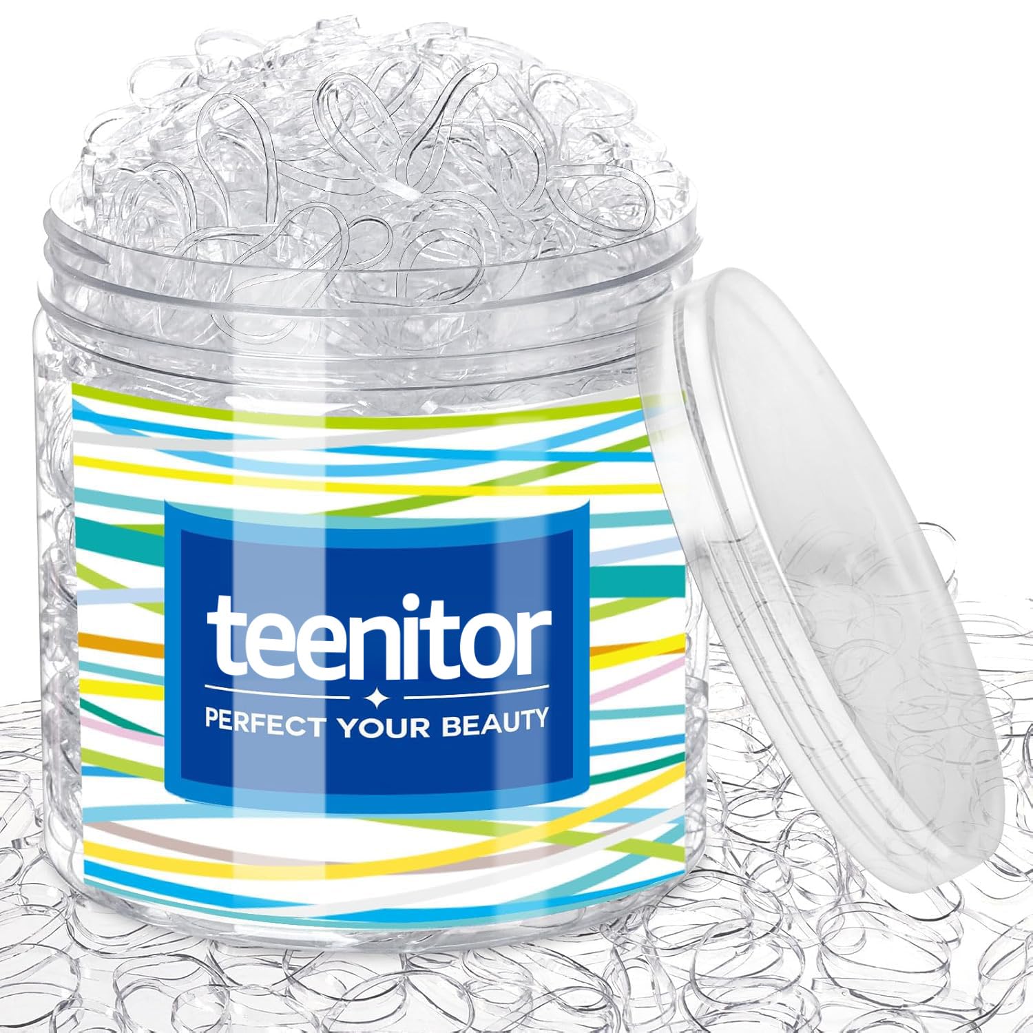 Clear Mini Elastic Hair Bands, 2 x 30 mm - 2000 Pieces in Storage Box