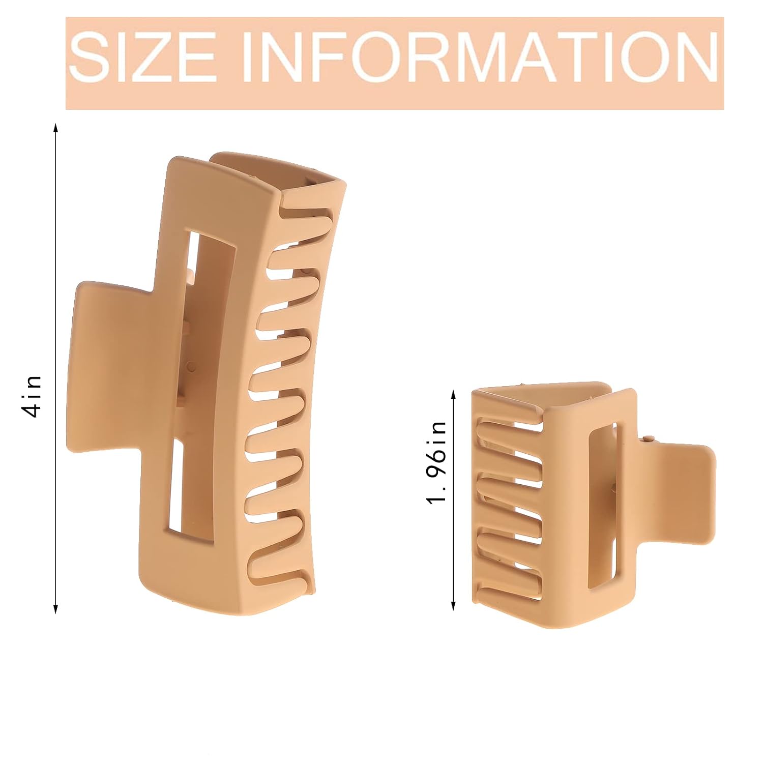 Matte Rectangle Claw Clips in Neutral Tones - 12 Pack, Large and Small