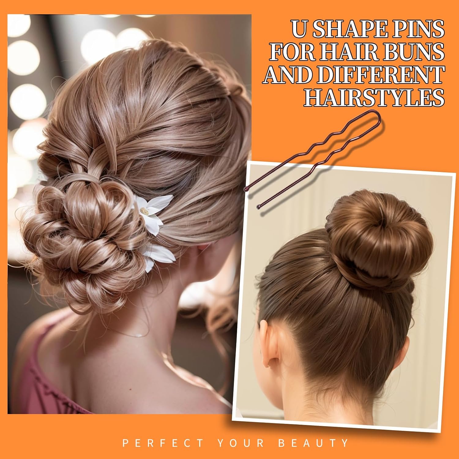 Bobby Pin and Hair Pin Kit with Storage Box - 300 Pieces, Brown and Clear